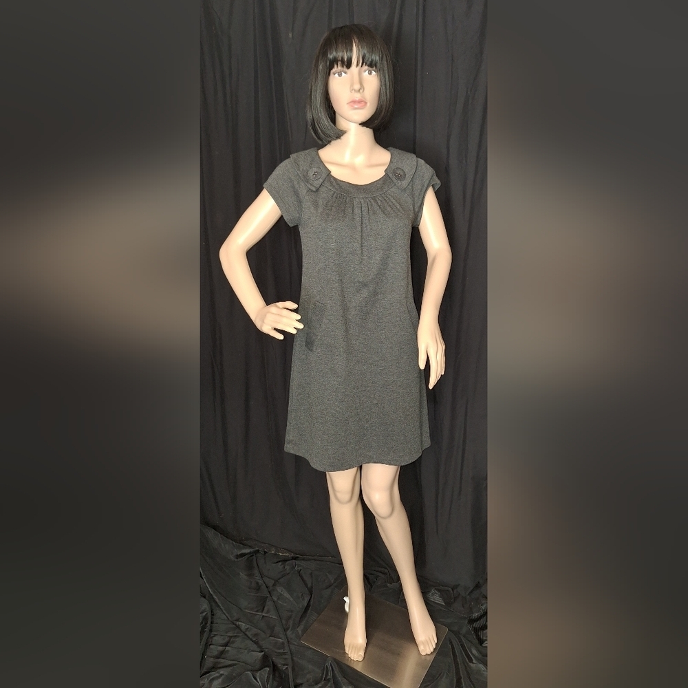 JONES WEAR DRESS PETITE/ SIZE PS / CHARCOAL/DRESS
